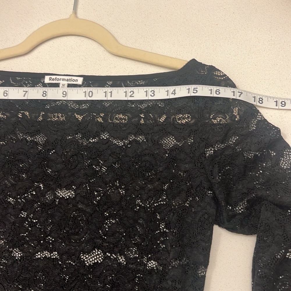 Reformation Black Lace Long Sleeve Top Adriano - Picture 7 of 7